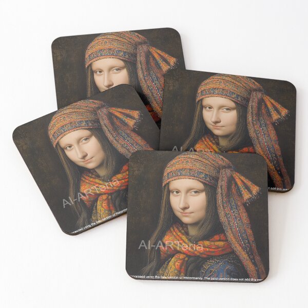 Item preview, Mona Lisa in Ukrainian Headscarf designed and sold by AI-ARTeria.