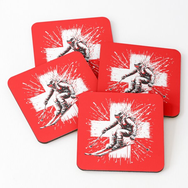 Item preview, Skiing Switzerland - Swiss Skier in the Alps & Swiss cross designed and sold by BabyYodaSticker.