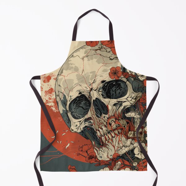 Item preview, Skull with Blossoms and Snakes Artistic Illustration ukiyo-e designed and sold by Retrocranio.