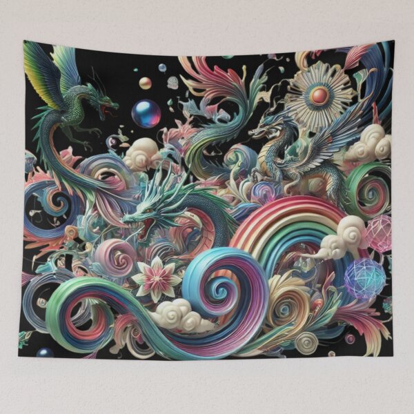 Item preview, Swirling Mythical Dragons designed and sold by TeslaSt0re.