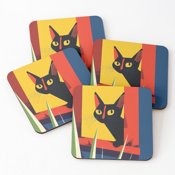 Item preview, Black Cat Peeking Through Colorful Window designed and sold by Retrocranio.