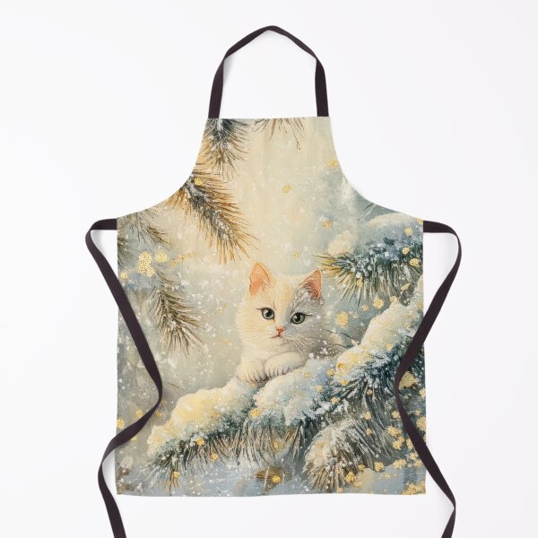 Item preview, Adorable Cat on Snowy Tree - Christmas Watercolor Painting designed and sold by MargaretWiktor.