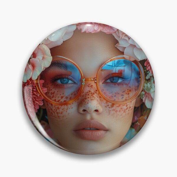 Item preview, oman with Floral Headpiece and Retro Sunglasses designed and sold by Retrocranio.