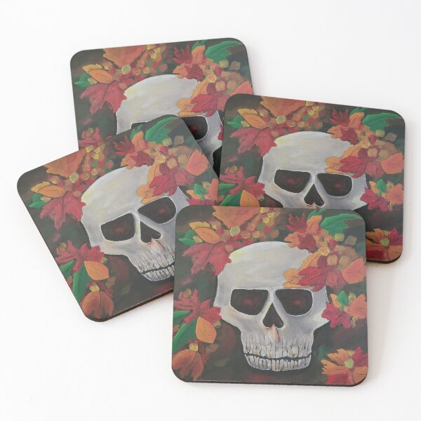 Item preview, Skull swirling in fall leaves designed and sold by LinnJames0920.