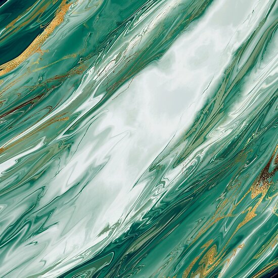 "Emerald Jade Green Gold Accented Painted Marble" Poster by