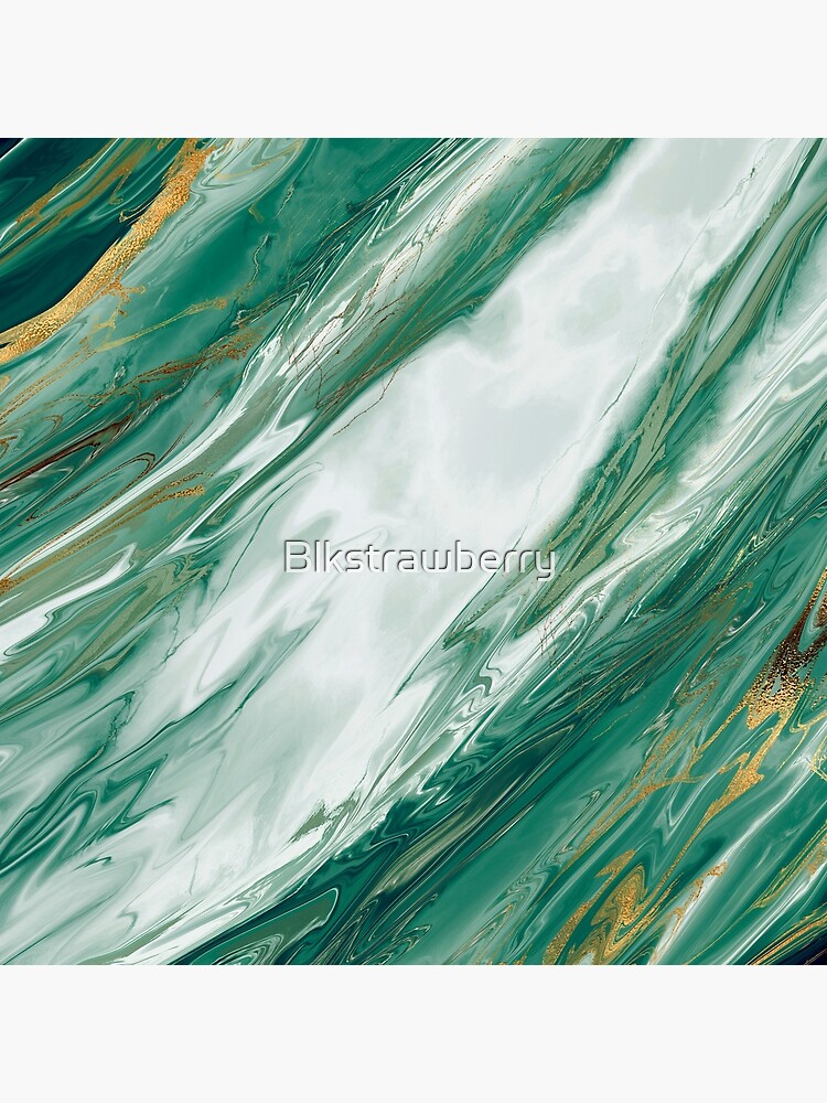 "Emerald Jade Green Gold Accented Painted Marble" Poster by