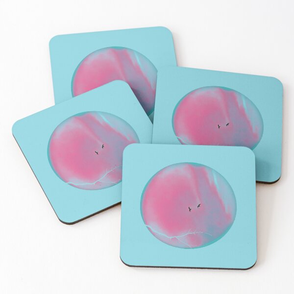 Item preview, Pareidolia Face Birds Eyes Branches Mouth - Dusty Pink and Cyan designed and sold by Beachy.