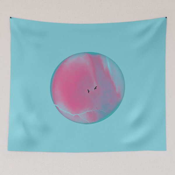 Item preview, Pareidolia Face Birds Eyes Branches Mouth - Dusty Pink and Cyan designed and sold by Beachy.