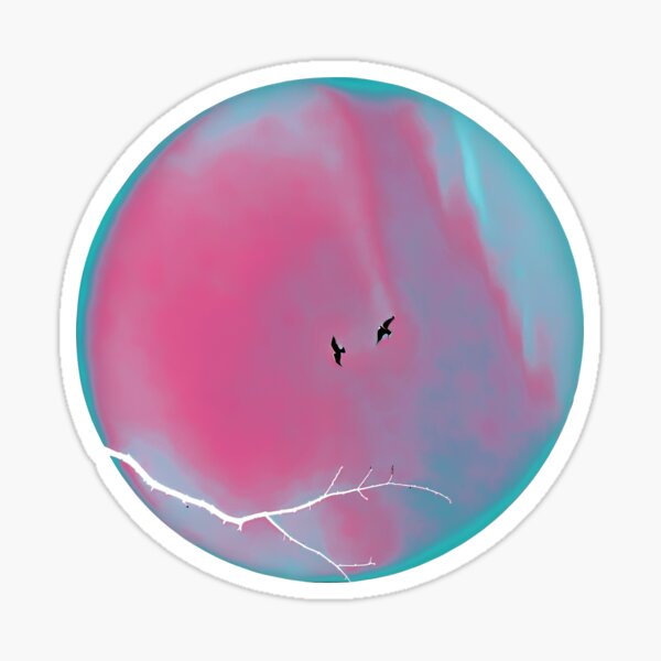 Item preview, Pareidolia Face Birds Eyes Branches Mouth - Dusty Pink and Cyan designed and sold by Beachy.