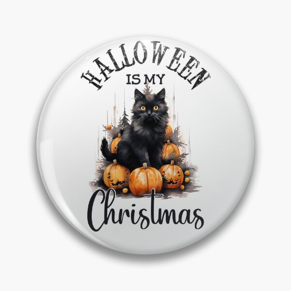Aperçu de l'œuvre Halloween est mon Noël Halloween chat noir créée et vendue par binxlystudio.