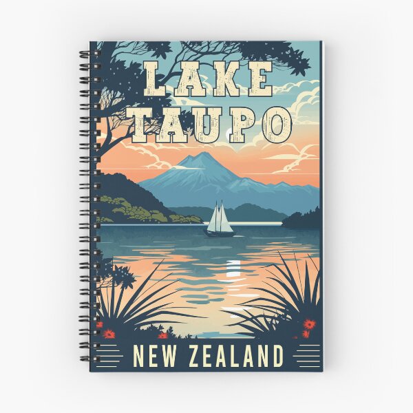 Item preview, Experimente la serenidad del lago Taupo en Nueva Zelanda - Vintage Travel Art designed and sold by turtlestart.