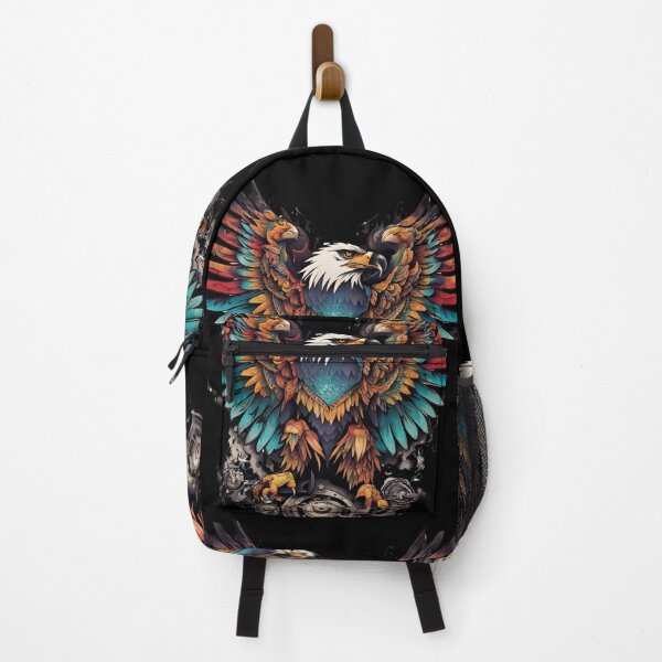 Item preview, Multi Coloured tattoo steam punked Golden Eagle design - 3 on Black background designed and sold by Elizabeth-Banks.