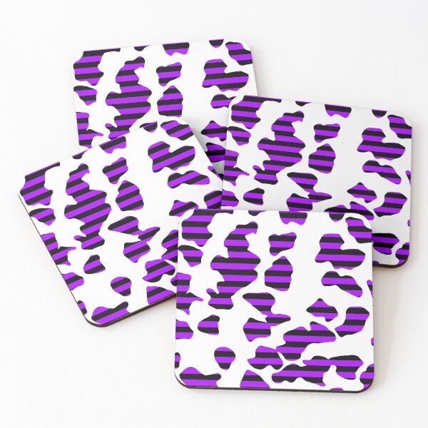 Item preview, Horizontal Black And Purple Stripes Through Cowprint Pattern. designed and sold by TheRulerofEarth.