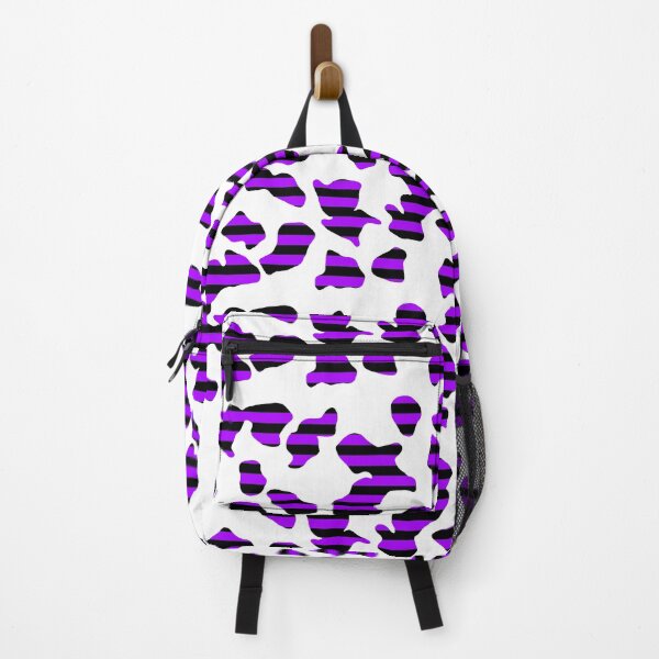 Item preview, Horizontal Black And Purple Stripes Through Cowprint Pattern. designed and sold by TheRulerofEarth.