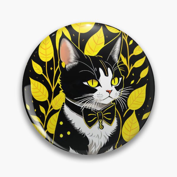 Item preview, A black and white cat with golden eyes designed and sold by ChouWorkDesign.