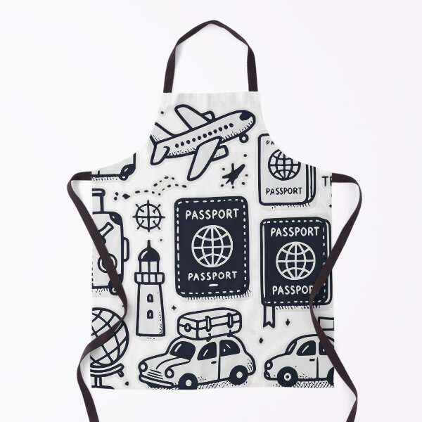 Item preview, Whimsical Minimalist Travel Icons Passport Adventure Illustration designed and sold by UniqueCraftsnCo.