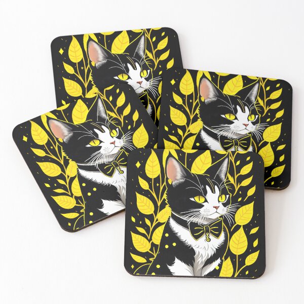 Item preview, A black and white cat with golden eyes designed and sold by ChouWorkDesign.