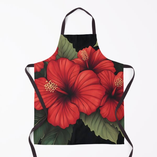 Item preview, Elegant Red Hibiscus Flowers on Black Background designed and sold by mebraart.