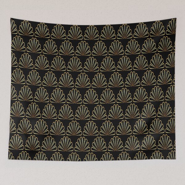 Item preview, art deco gold fan pattern designed and sold by chambergambit.