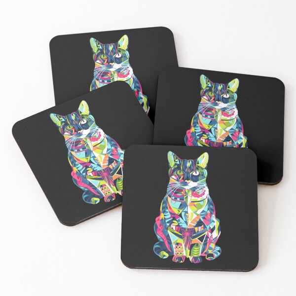 Item preview, vibrant digital cat designed and sold by FamousArtDesign.
