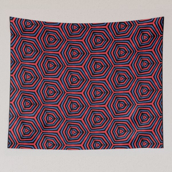 Item preview, Hand Drawing Geometric Patterns: Hexagon Shapes in Red and Blue Lines Design. designed and sold by HEMRO.