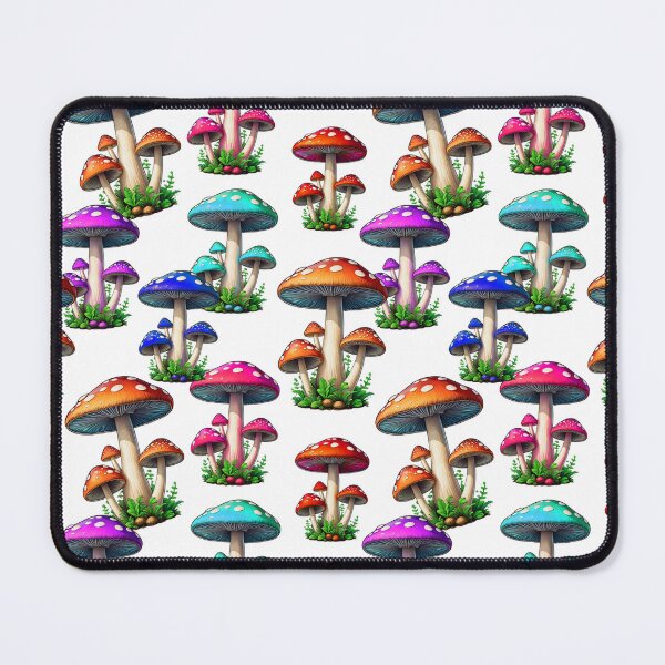 Item preview, Colorful Mushroom Pattern On White designed and sold by PatternTitan.
