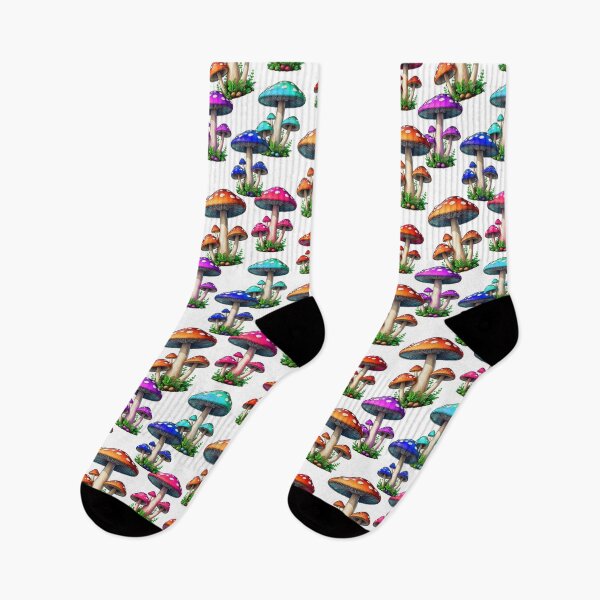 Item preview, Colorful Mushroom Pattern On White designed and sold by PatternTitan.
