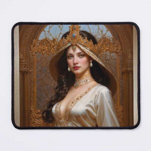 Item preview, Medieval Portrait Of Lady Lancer Wearing A Golden Crown Enchantign AI Concept Art by Xzendor7 designed and sold by Xzendor7 Digital Art Creations.