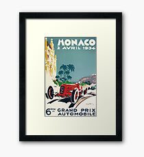 Race poster, Gran Prix de Monaco 1934, vintage poster, car poster Framed Print