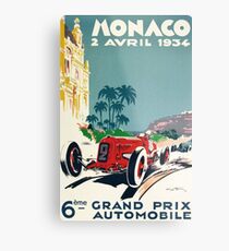 Rennplakat, Gran Prix de Monaco 1934, Vintages Plakat, Autoplakat Metallbild