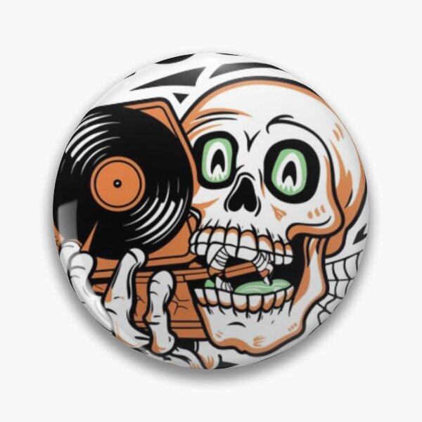 Item preview, An Animated Skull Head Holding a Vinyl Record "Choose Music" designed and sold by EmeraldCauldren.