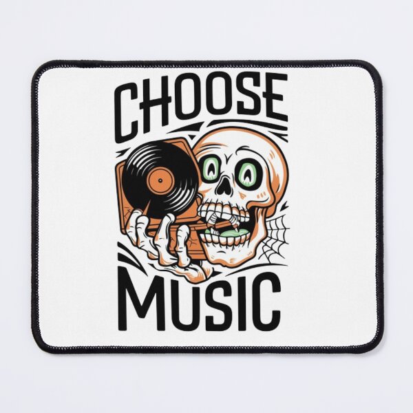 Item preview, An Animated Skull Head Holding a Vinyl Record "Choose Music" designed and sold by EmeraldCauldren.