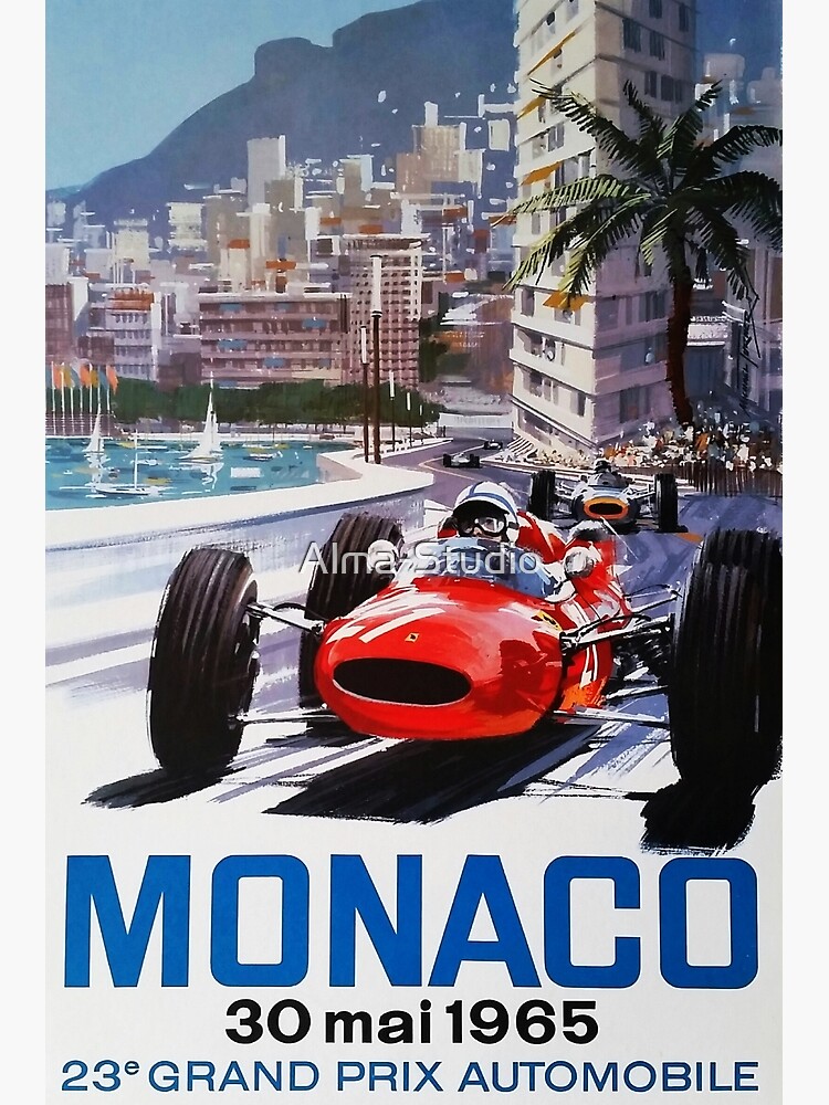Disover Race poster, t-shirt, Gran Prix de Monaco, 1965, vintage poster Premium Matte Vertical Poster