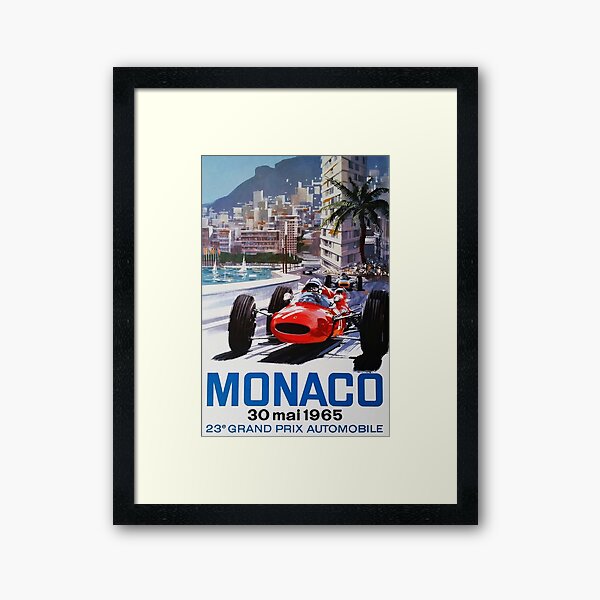 Affiche de course, t-shirt, Gran Prix de Monaco, 1965, affiche vintage Impression encadrée