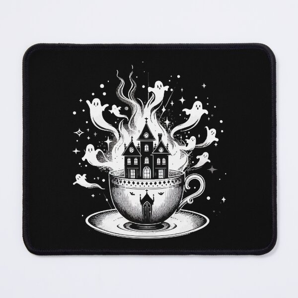 Item preview, Monochromatic Cute Halloween Haunted Tea Cup designed and sold by TomFrontierArt.