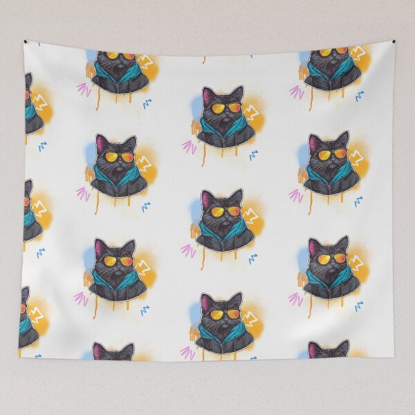 Item preview, Hip Hop Graffiti Cat - DJ Whiskers - Urban Street Art Design designed and sold by zwrohn.