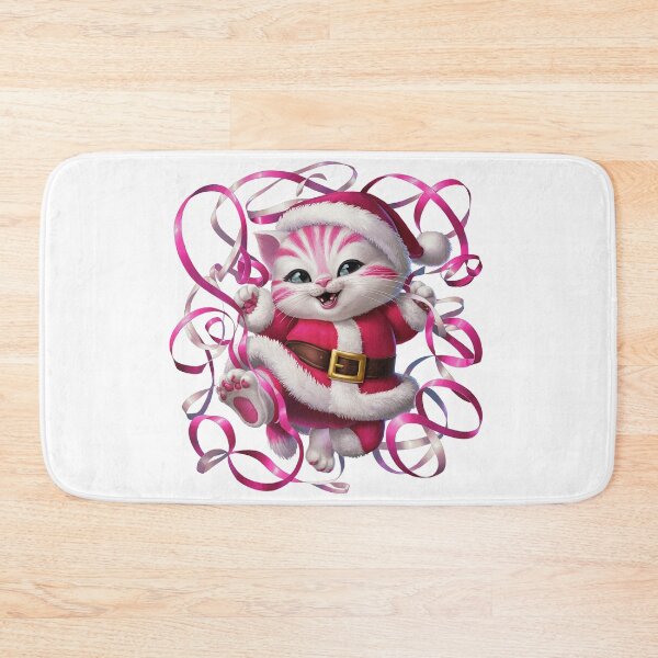 Item preview, Christmas Kitty With Pink Ribbon | White designed and sold by PinkGoddessLove.