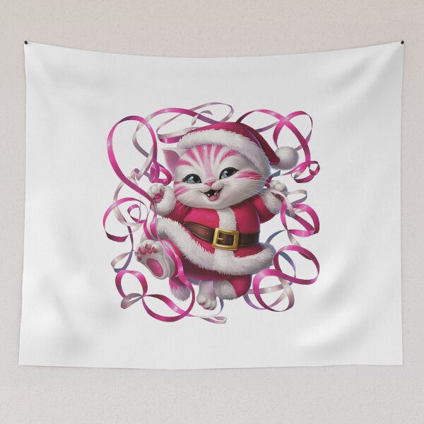 Item preview, Christmas Kitty With Pink Ribbon | White designed and sold by PinkGoddessLove.