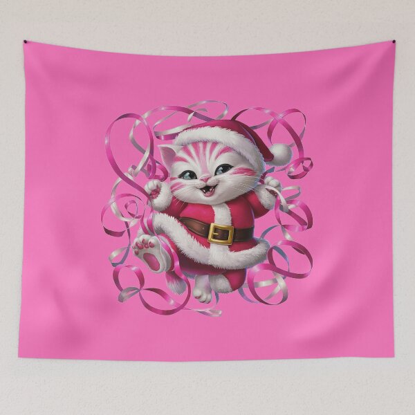 Item preview, Christmas Kitty With Pink Ribbon | Pink designed and sold by PinkGoddessLove.