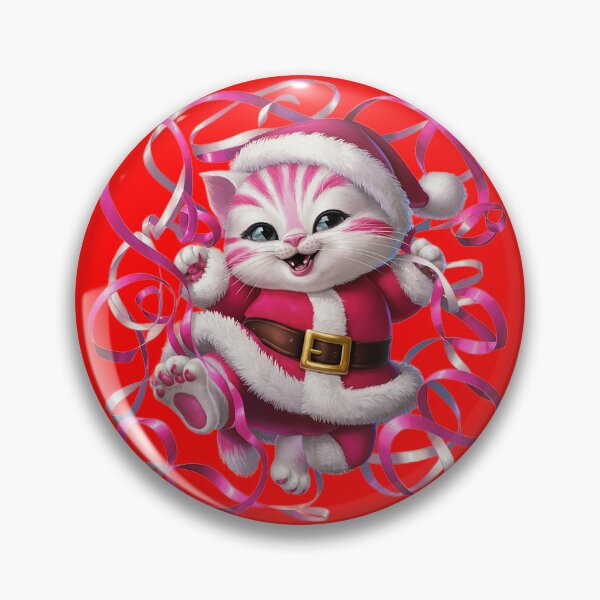 Item preview, Christmas Kitty With Pink Ribbon | Red designed and sold by PinkGoddessLove.