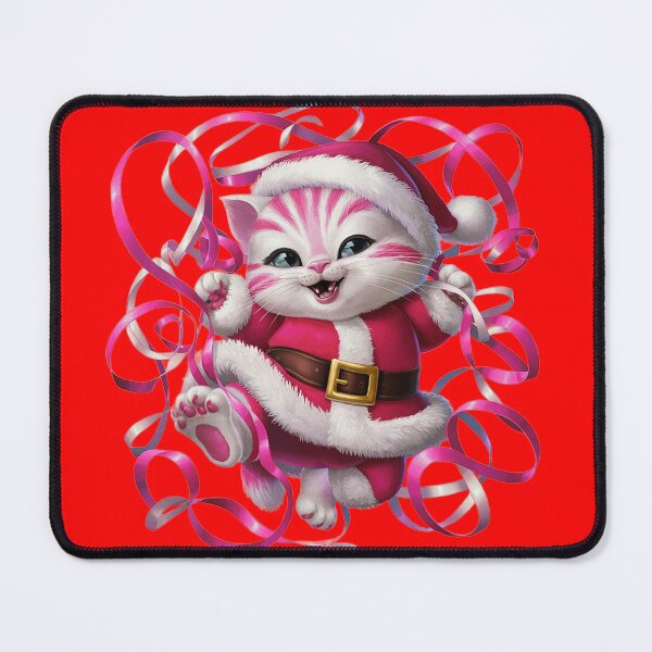 Item preview, Christmas Kitty With Pink Ribbon | Red designed and sold by PinkGoddessLove.