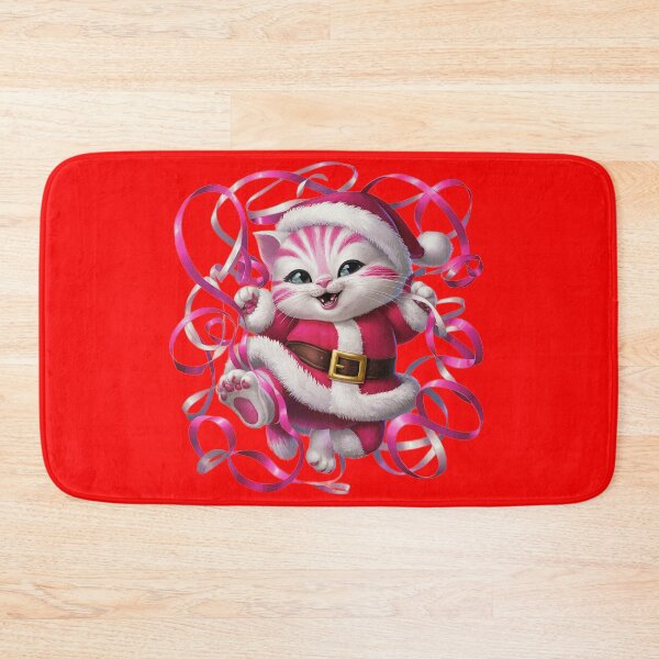 Item preview, Christmas Kitty With Pink Ribbon | Red designed and sold by PinkGoddessLove.