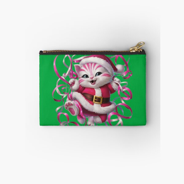 Item preview, Christmas Kitty With Pink Ribbon | Green designed and sold by PinkGoddessLove.