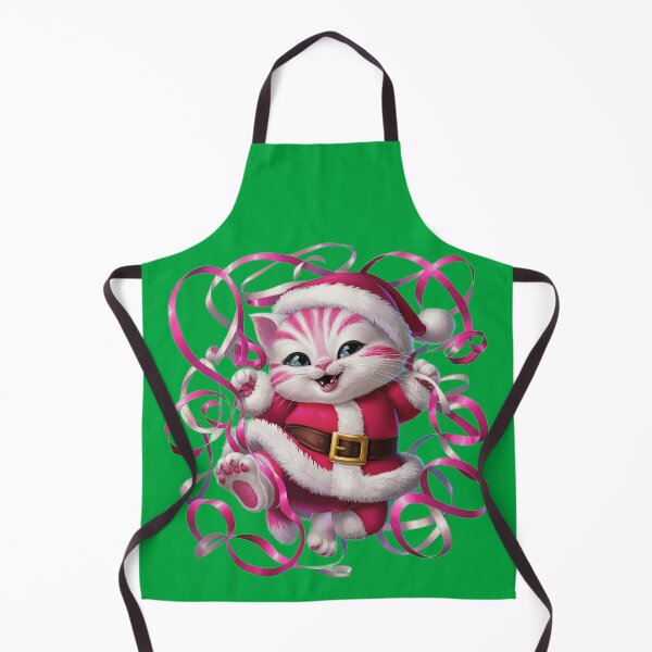 Item preview, Christmas Kitty With Pink Ribbon | Green designed and sold by PinkGoddessLove.