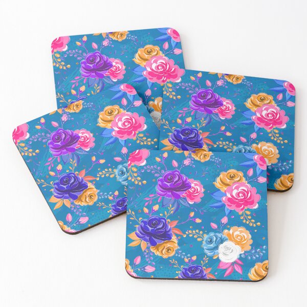 Item preview, Pink and dark blue  floral pattern designed and sold by Raghad133.