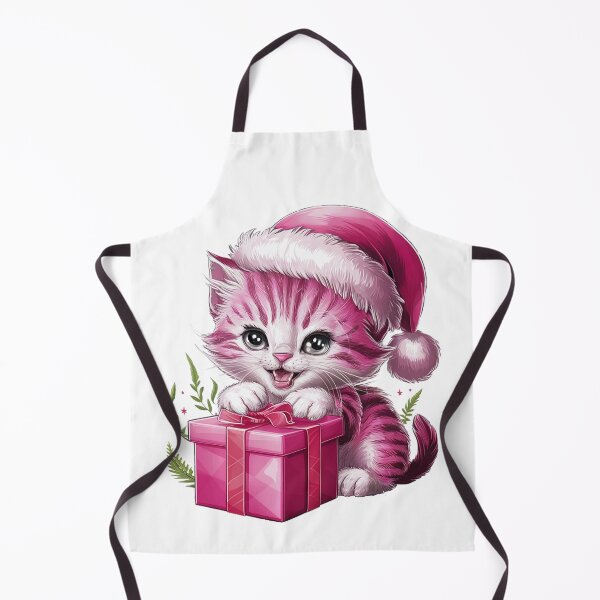 Item preview, Pink Christmas Kitty Playing With Present | White designed and sold by PinkGoddessLove.