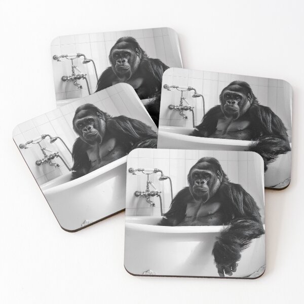 Item preview, Gorilla Taking a Bath, Funny Vintage Animal Photo designed and sold by CheekyAnimalz.