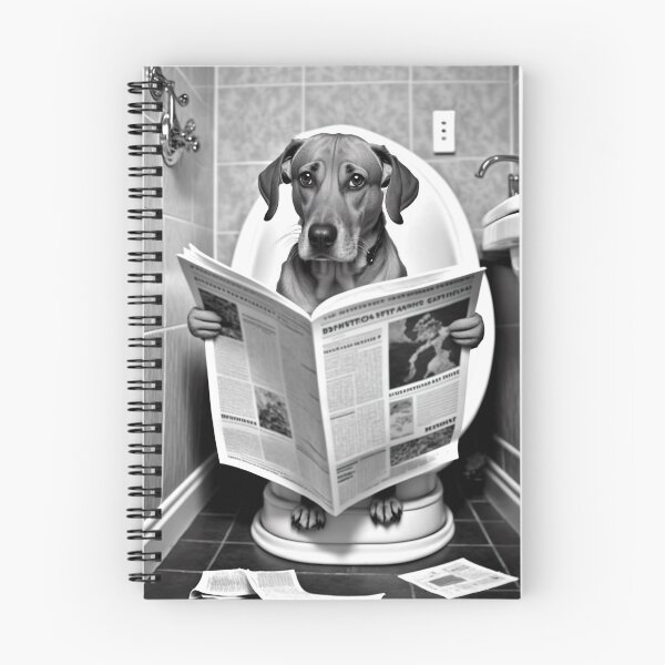 Item preview, Dog Sitting on the Toilet Reading a Newspaper designed and sold by CheekyAnimalz.