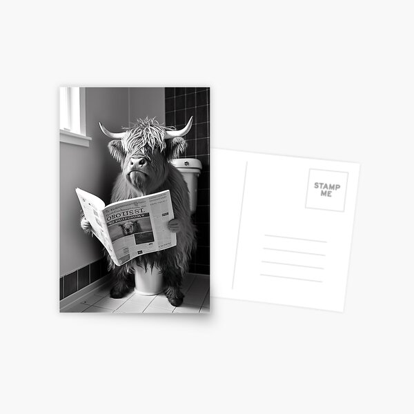 Item preview, Highland Cow Sitting on the Toilet Reading a Newspaper designed and sold by CheekyAnimalz.