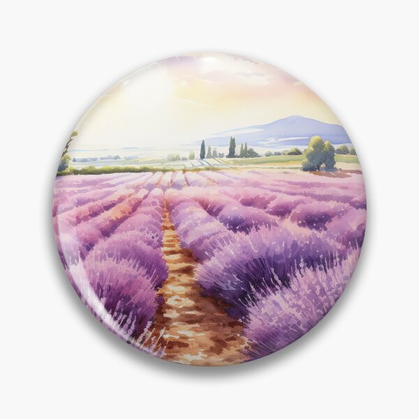 Item preview, Fields of lavender at sunset - Watercolor landscape painting designed and sold by TheArtistOf2022.